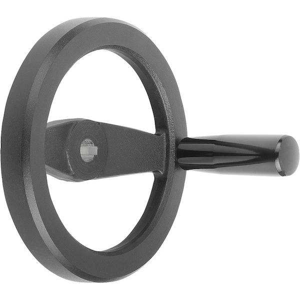 2-Spoke Handwheel D1=100 Reamed Hole W Slot D2=10H7, B3=3, T=11, 4, Aluminum, Black, Comp:Thermoset,